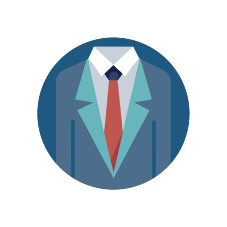 Stylish business attire icon featuring suit jacket, shirt, and tie in flat design style.のイラスト素材