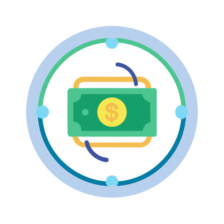 Money Transfer Icon Flat Design Illustrating Financial Transactions and Circular Economyのイラスト素材