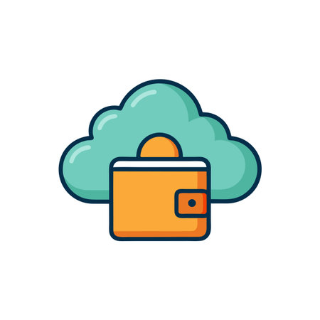Wallet in the Cloud Icon Representing Secure Digital Finance with Data Backupのイラスト素材