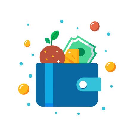 Wallet with Money and Seedling Representing Financial Growth and Investmentsのイラスト素材