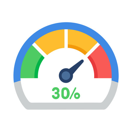 Gauge Meter Illustrating Progress at Thirty Percent in a Simple, Flat Designのイラスト素材
