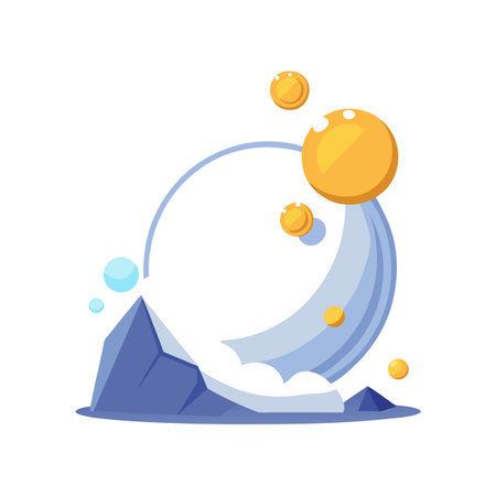 Abstract illustration of geometric shapes, circles and mountains in a modern flat styleのイラスト素材