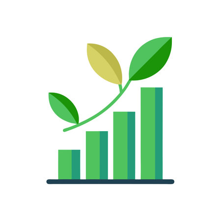 Growing Graph with Plant: Symbolizing Growth and Success in a Flat Designのイラスト素材