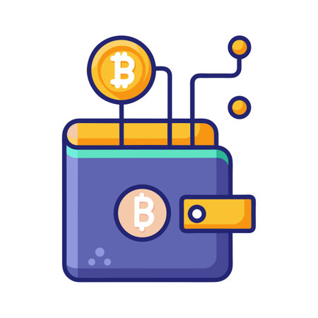 Flat design illustration of a cryptocurrency wallet with digital connections on a white backgroundのイラスト素材