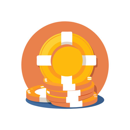 Stack of Lifesaver Candy Discs in Flat Vector Style with Colorful Backgroundのイラスト素材