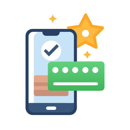 Mobile Payment Approval with Card and Star Accents in Flat Designのイラスト素材