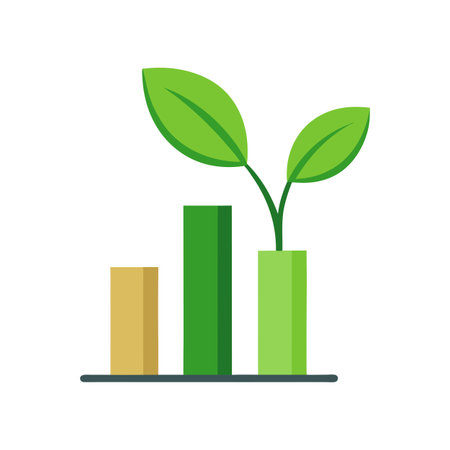 Growth Chart with Plant Illustration in Flat Design for Business and Financeのイラスト素材