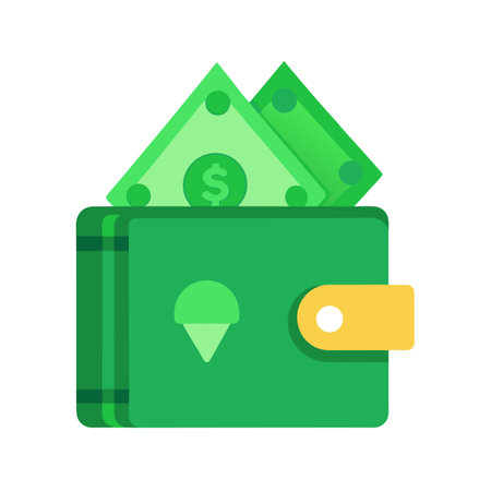 Green Wallet with Money Vector Illustration Isolated on White Backgroundのイラスト素材