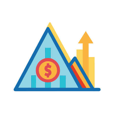 Financial Growth Icon Depicting Upward Trend and Monetary Value in a Flat Styleのイラスト素材