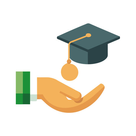 Graduation cap on hand symbolizing educational support and investment concept illustrationのイラスト素材