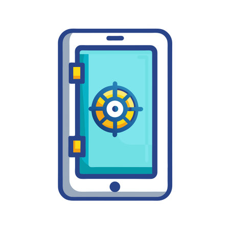 Digital Security: Mobile Phone Icon Representing Secure Online Banking and Data Protectionのイラスト素材