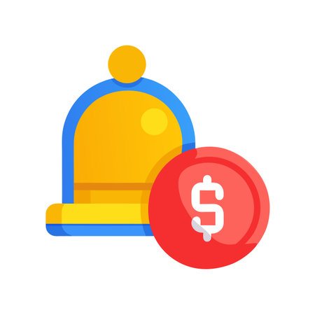 Financial Notification Bell Icon with Dollar Sign Badge for Payment Reminder or Transactionのイラスト素材
