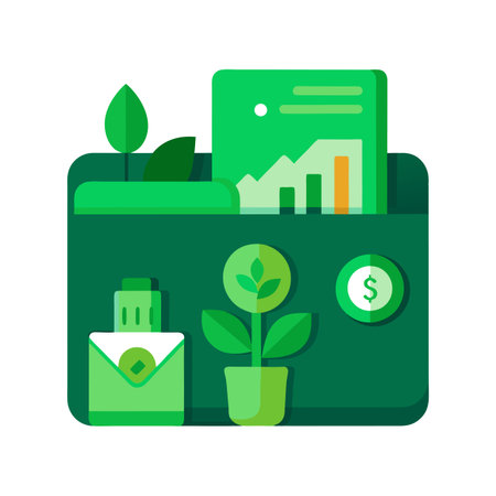 Green investments and growth stock image showcasing a portfolio of sustainable opportunitiesのイラスト素材