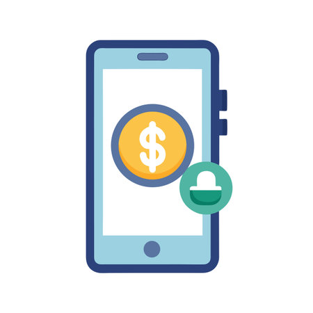 Digital payment security icon on smartphone with golden dollar and secure notification signのイラスト素材