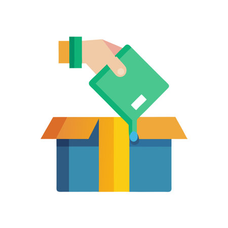 Flat Illustration of Hand Pouring Liquid into Box for Packing or Shippingのイラスト素材
