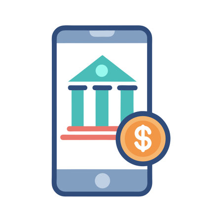 Mobile Banking App with Dollar Coin Symbol for Online Financial Transactionsのイラスト素材