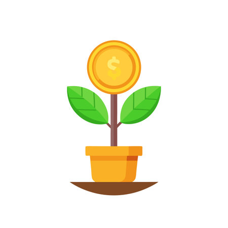Money Plant Growing in a Pot - Financial Growth and Investment Illustrationのイラスト素材