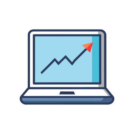 Laptop with Growing Arrow on Screen Illustrating Business Success and Financial Growth Trendのイラスト素材