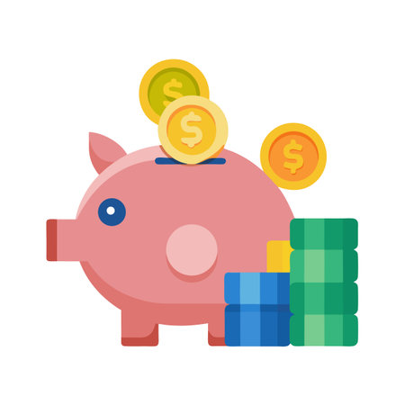 Pink Piggy Bank with Gold Coins Illustration for Saving Money Conceptのイラスト素材