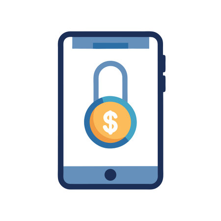 Mobile phone with padlock symbol, indicating financial security and data protectionのイラスト素材