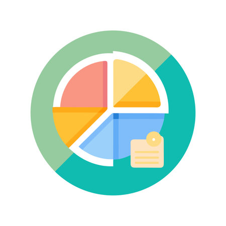 Modern flat-style pie chart icon with file document highlighting data analyticsのイラスト素材