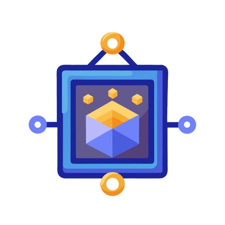 Abstract Icon with Box and Connecting Elements Symbolizing Technology and Networkingのイラスト素材
