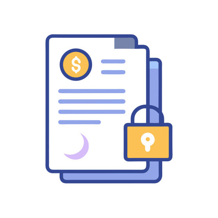 Secured Financial Documents: A Conceptual Illustration of Data Protection and Investment Securityのイラスト素材