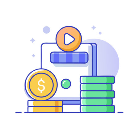 Earning money through video content illustration in flat design style for financial conceptsのイラスト素材