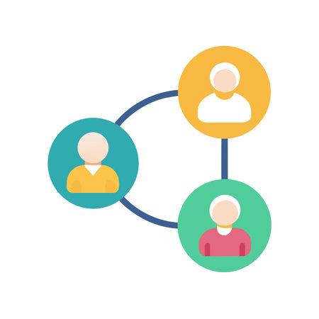 Network Connection of People Circles with Lines, Illustrating Social Connections and Relationshipsのイラスト素材
