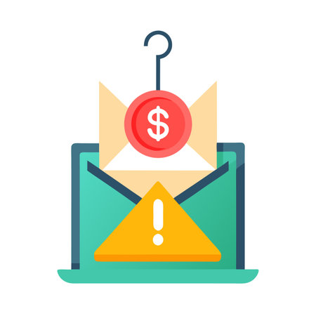 Email Phishing Scam: A Flat Vector Depiction of Online Financial Threatのイラスト素材