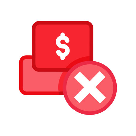 Declined payment icon with dollar sign and cross in red tones over a white backgroundのイラスト素材