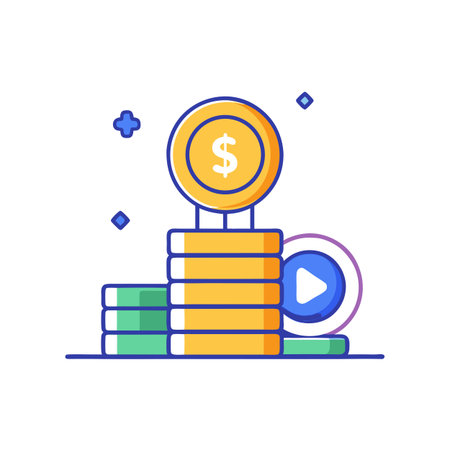 Creative flat vector design of money stack with video play symbol for businessのイラスト素材