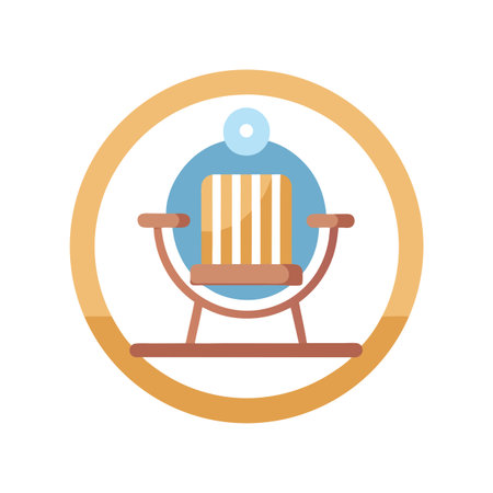 Minimalist Flat Design Illustration of a Beach Chair inside Circular Frameのイラスト素材