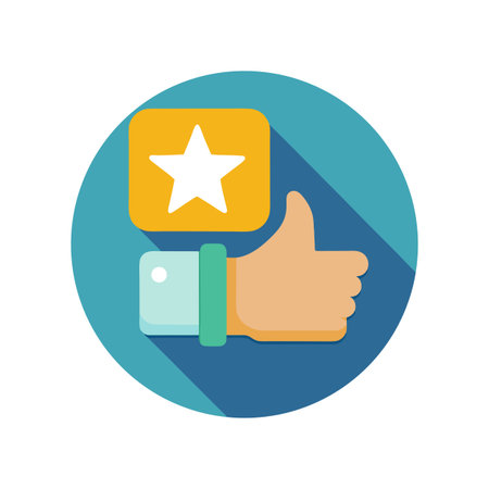Thumbs Up Icon with Star Symbolizing Approval and Positive Feedback in Flat Designのイラスト素材