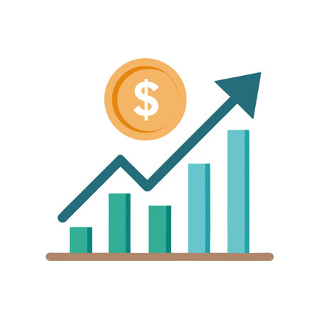 Flat Design Illustration of Financial Growth with Arrow and Bar Graph Elementsのイラスト素材
