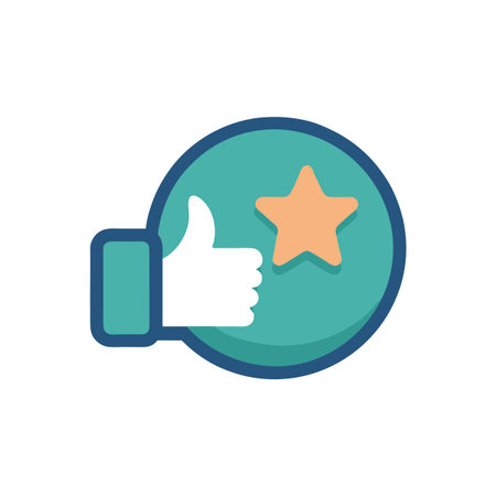 Thumbs Up and Star Icon Representing Approval, Excellence, and Positive Feedbackのイラスト素材