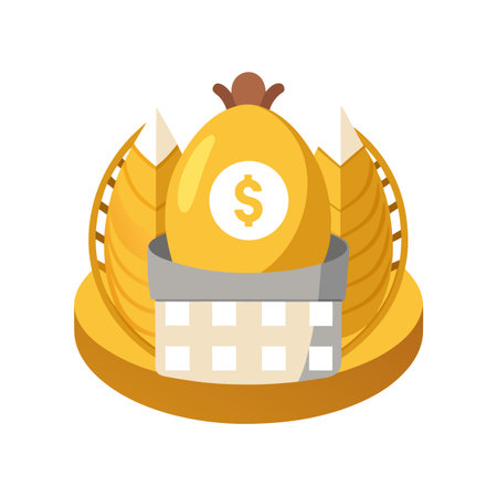 Golden egg with dollar sign in basket, representing wealth and investment opportunities.のイラスト素材