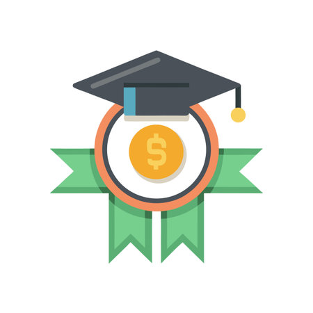 Scholarship Badge Featuring Graduation Cap and Dollar Symbol for Education Fundingのイラスト素材