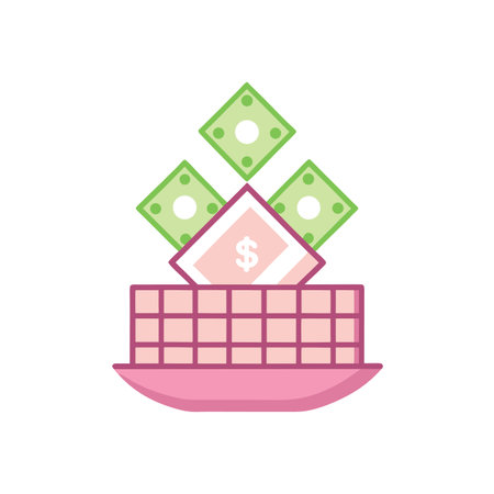 Vector illustration representing savings, wealth, and financial prosperity with paper money in a basket.のイラスト素材