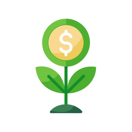 Money Plant: Flat Vector Illustration of Financial Growth and Investment Conceptのイラスト素材