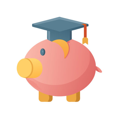 Savings for Education: A Cartoon Piggy Bank Wearing a Graduation Cap Illustrating Investment in Future Learningのイラスト素材