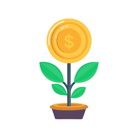 Money Plant Growing in Pot: Financial Investment and Growth Concept Illustrationのイラスト素材