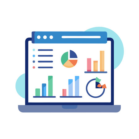 Laptop with Data Visualization: Stock Image of Charts and Analysisのイラスト素材