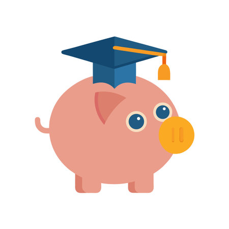 Graduation Savings: Pink Piggy Bank with Mortarboard for Educational Funds Conceptのイラスト素材