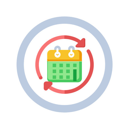 Recurring event calendar with refresh arrows in a circular design elementのイラスト素材