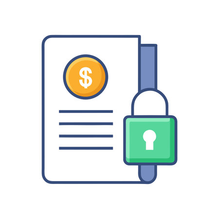 Secured Financial Document: Icon Depicting a Contract with Dollar Sign and Padlockのイラスト素材