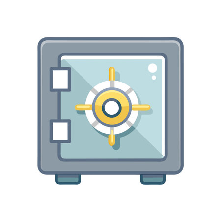 Illustration of a metal safe with combination lock, symbol of security and savingsのイラスト素材