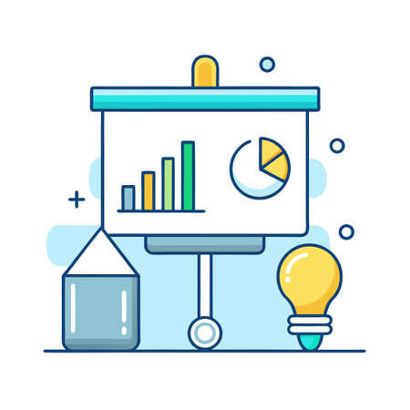 Business presentation and idea generation for business growth and data analysis report, concept illustration.のイラスト素材