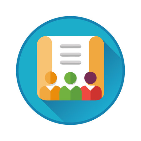 Team Meeting Flat Icon: Collaboration and Planning in a Modern Graphic Designのイラスト素材