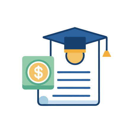 Funding Education Icon: College Graduation Cap and Financial Aid Depictionのイラスト素材